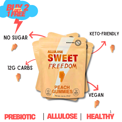 Buy 2, Get 1 Free – Guilt-Free Keto Peach Gummies with Prebiotics!